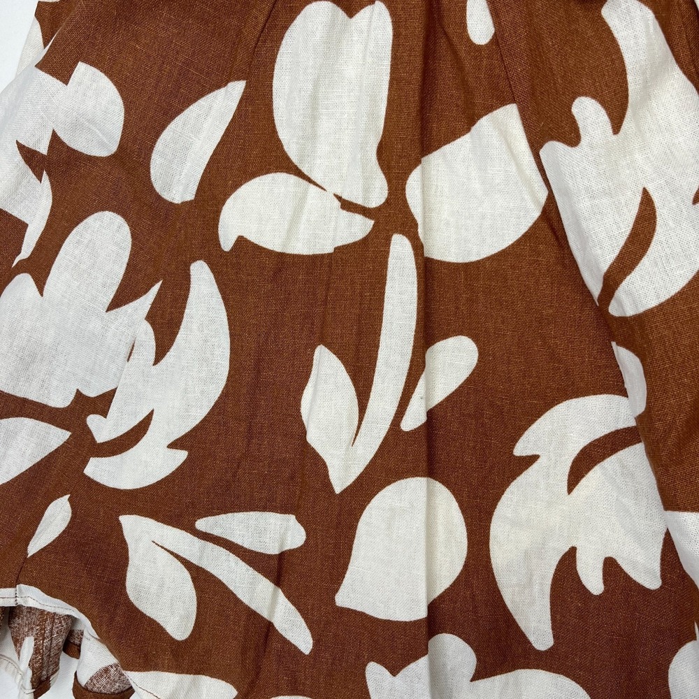 House of Harlow 1960 Mini Dress 6 Floral Brown Ivory Vacation Party Puff Sleeve - Picture 3 of 15